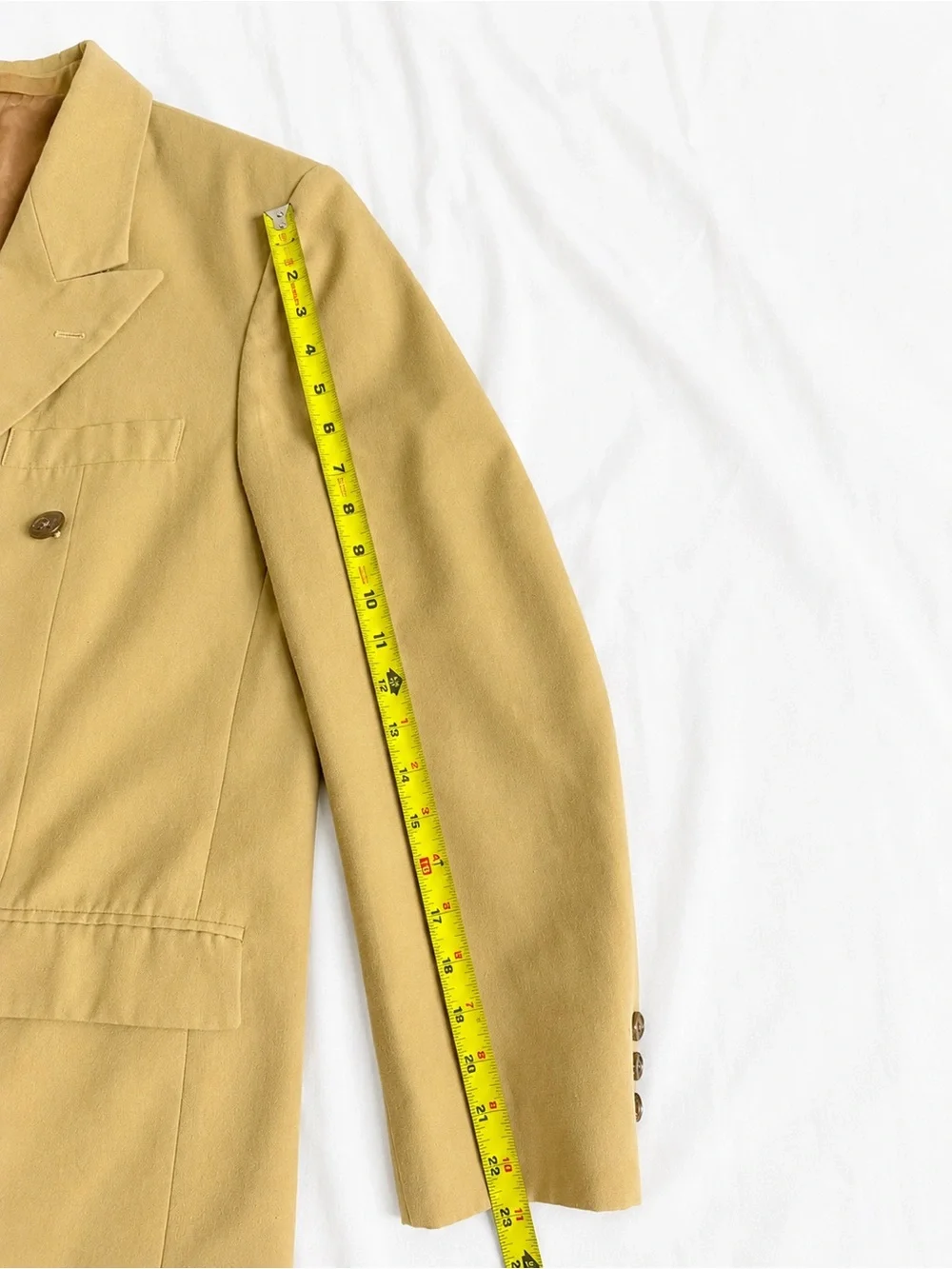 Vintage Pierre Balmain Paris Double Breasted Blazer Tan Beige  Buttons L